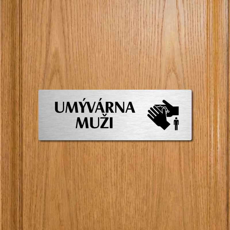 Umývárna muži, 240x79mm, zlatá popiska s okrasným rámečkem  